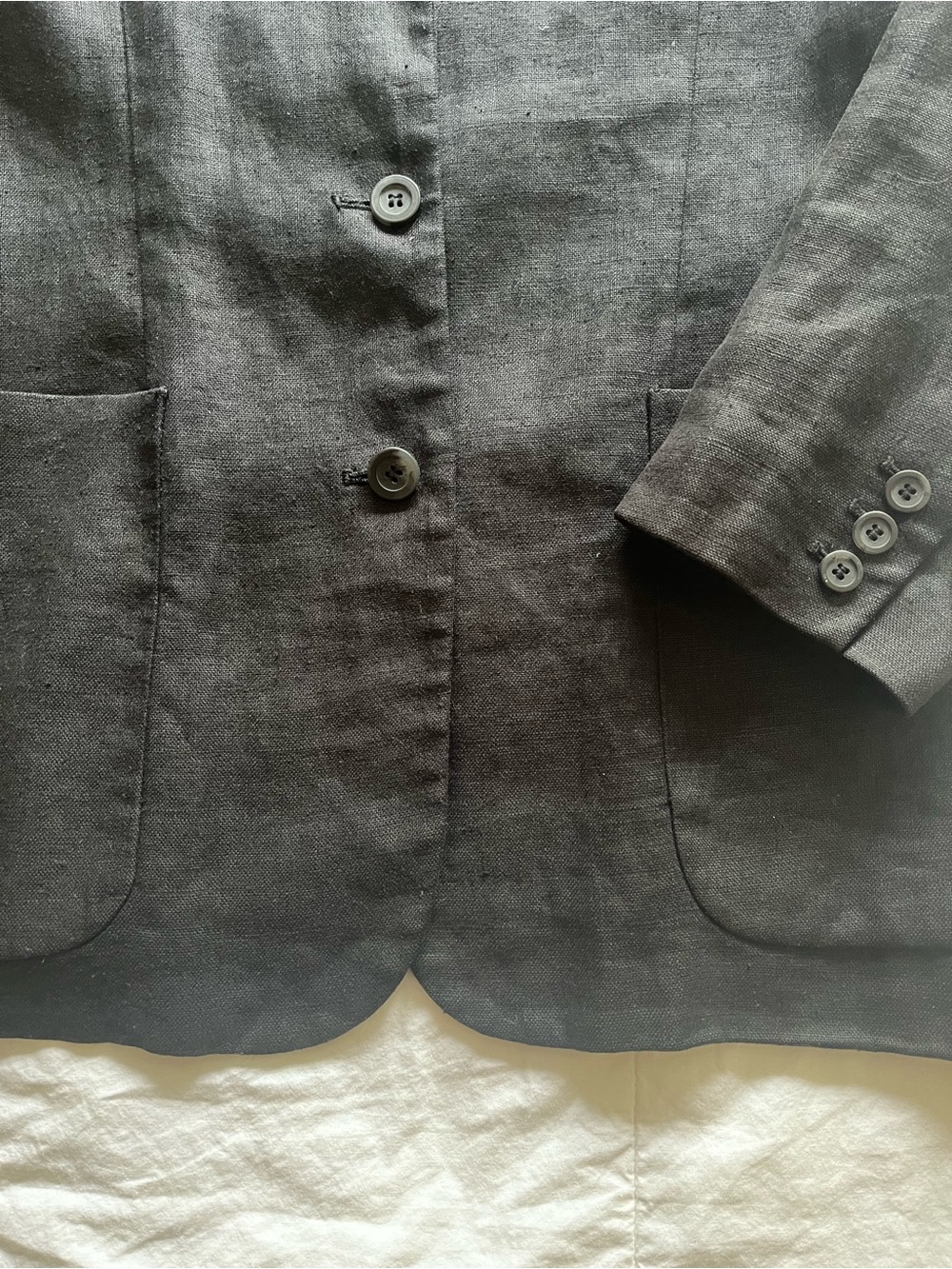 100% Linen Vintage Sz 10 Liz Claiborne Collection Black Tailored Women's Blazer - Picture 6 of 11